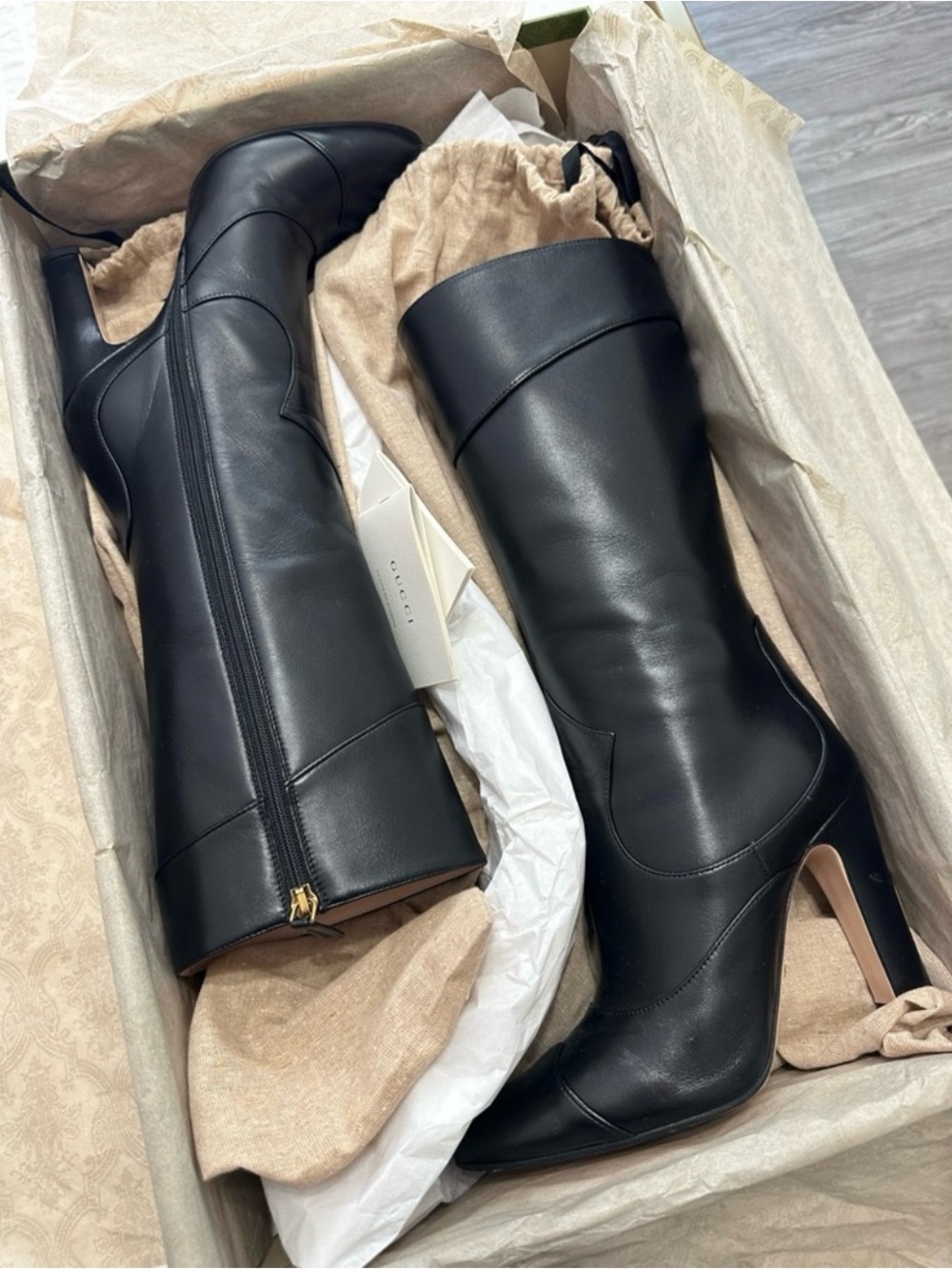 Gucci Nappa Charlotte Boots Size: 7.5 lIT 37.5 - w/ Box & Dust Bags